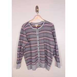L.L. Bean Cotton Cashmere Blend Long Sleeve‎ Button Geometric Cardigan Size 1X